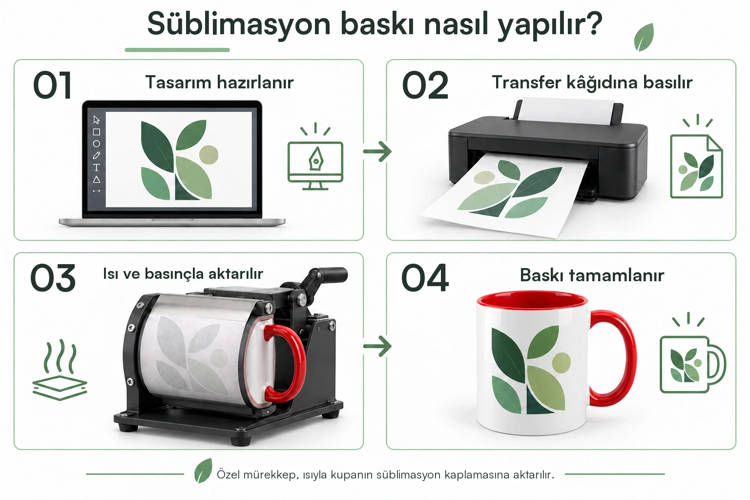 Süblimasyon Porselen Kulpu ve İçi Renkli Kupa - Kutulu