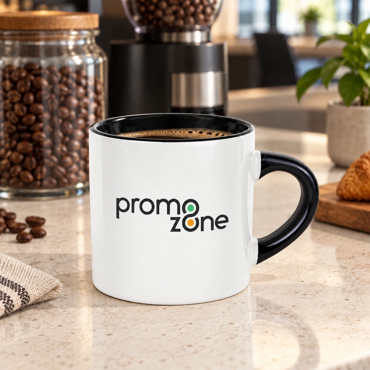 Süblimasyon Porselen Nescafe Kulbu ve İçi Renkli Kupa Bardak Kutulu - Logo Baskılı Promozone