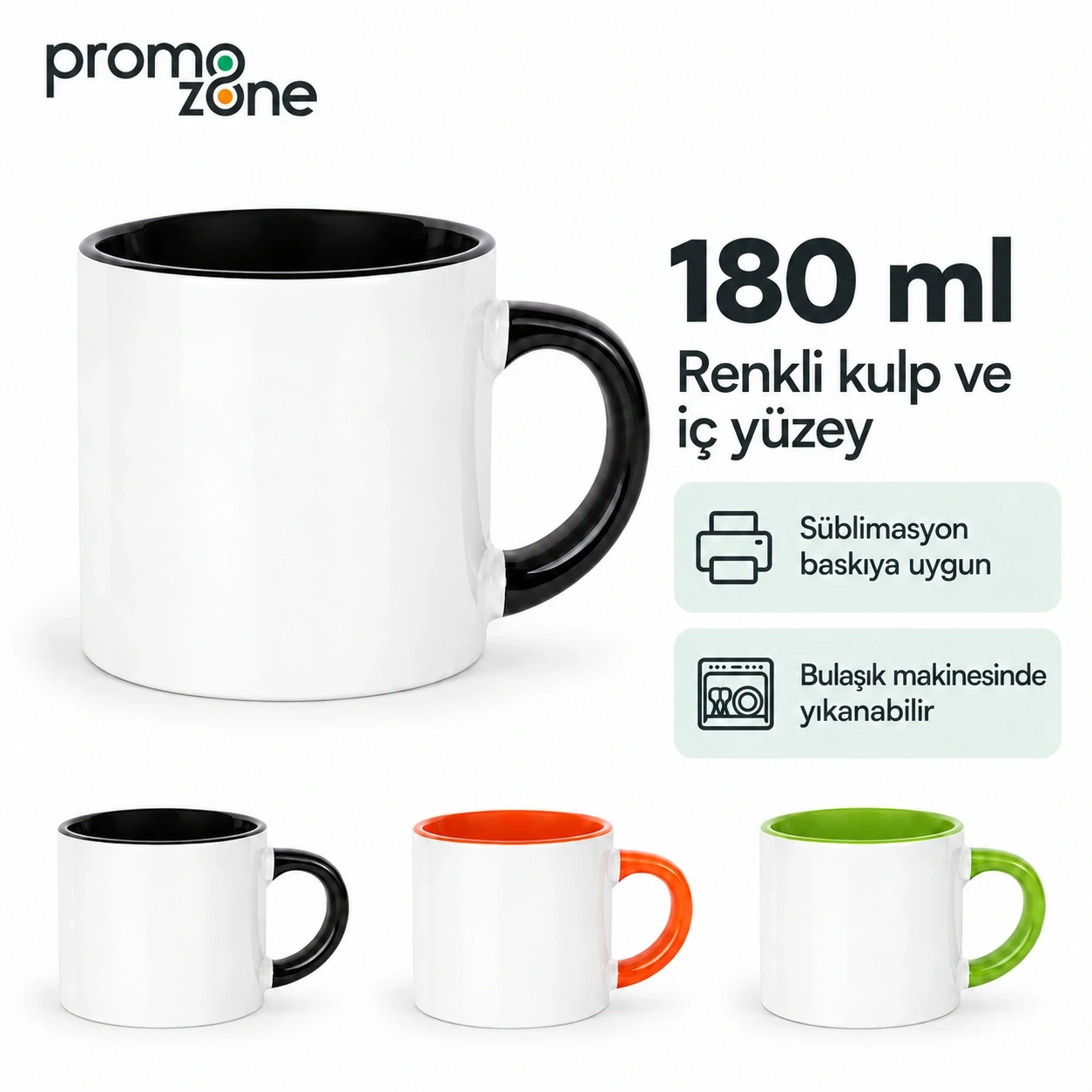 Süblimasyon Porselen Nescafe Kulbu ve İçi Renkli Kupa Bardak Kutulu - Logo Baskılı Promozone