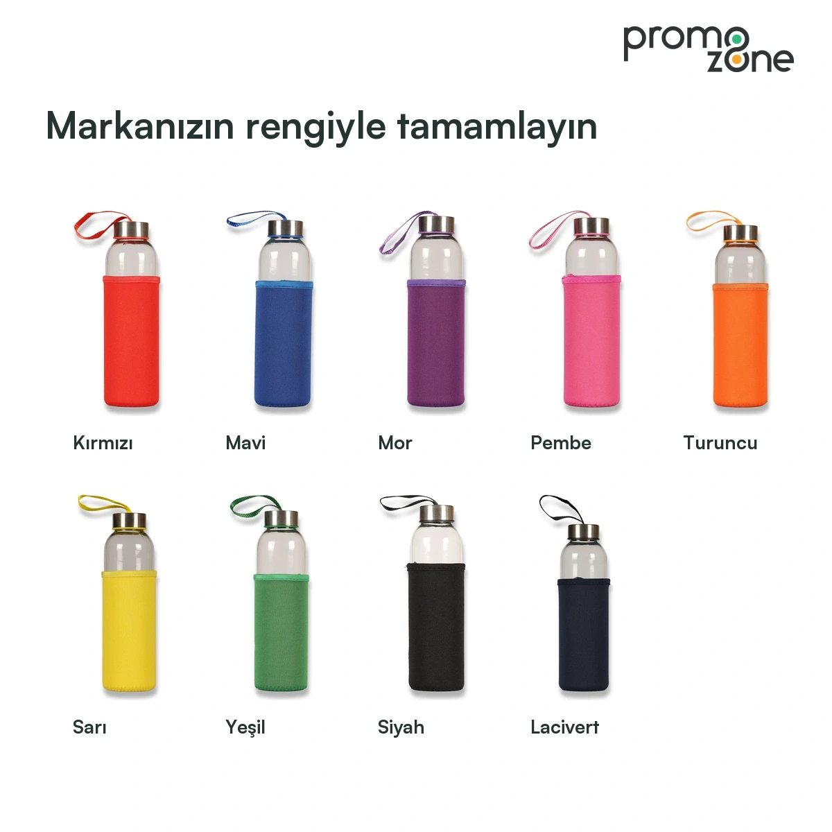 500ml Renkli Kılıflı Cam Matara