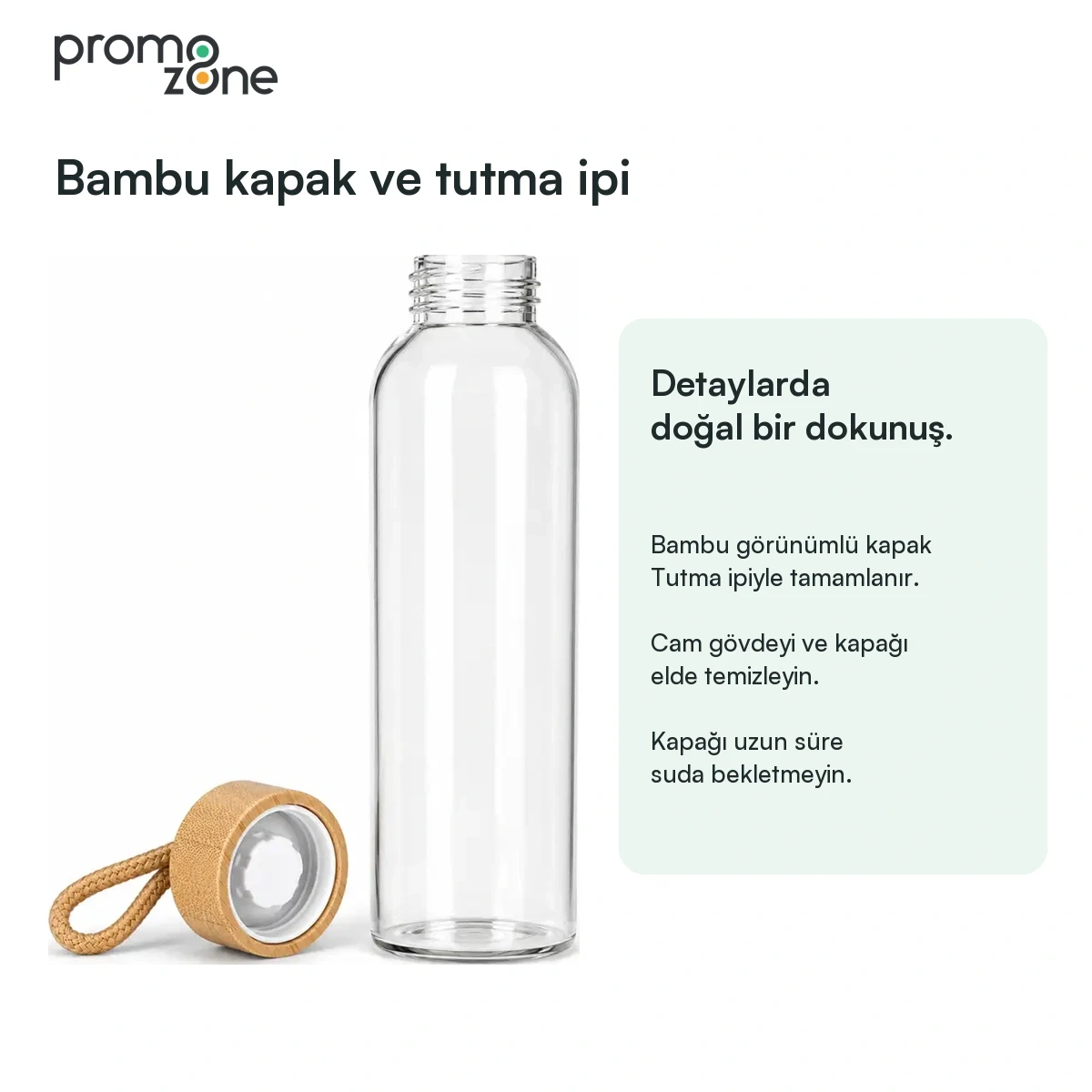 500 ml Bambu Kapaklı Kılıfsız Su Şişesi