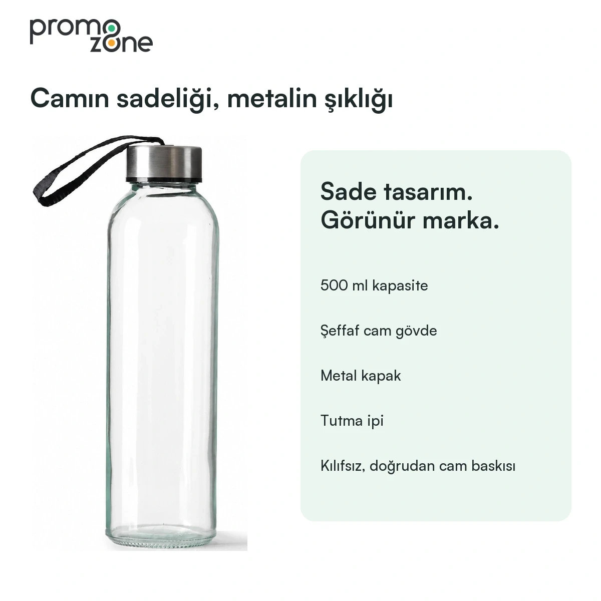 500 ml Cam Matara Şu Şişesi Kılıfsız