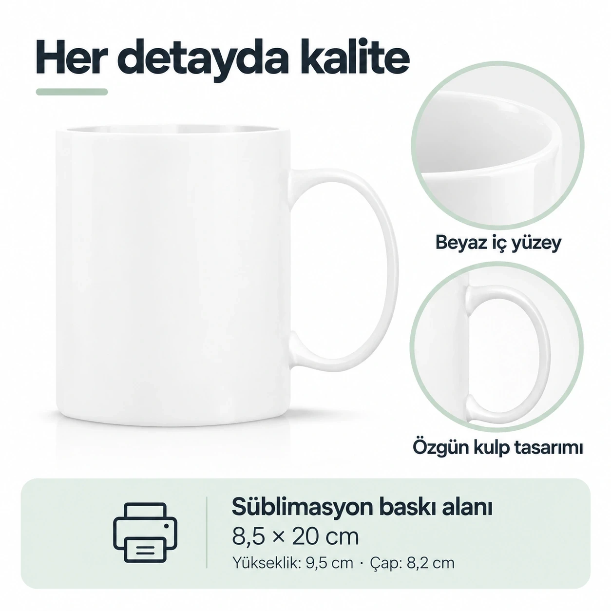 Porselen Süblimasyon Klasik Silindir Promosyon Kupa Bardak - Kutulu