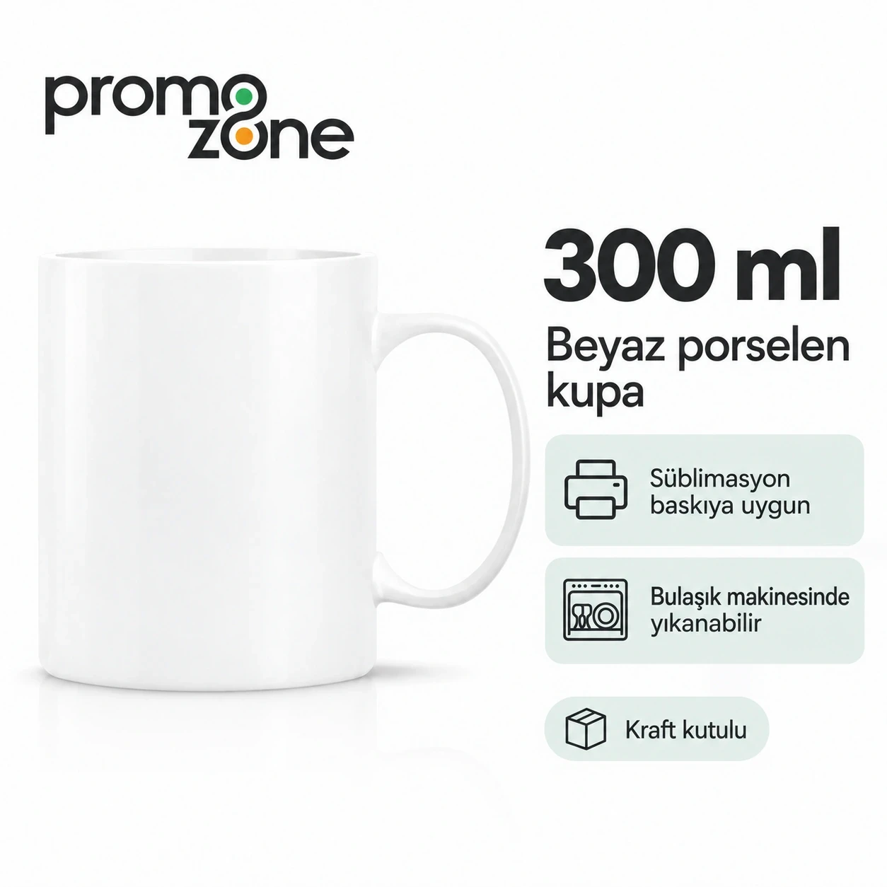 Porselen Süblimasyon Klasik Silindir Promosyon Kupa Bardak - Kutulu