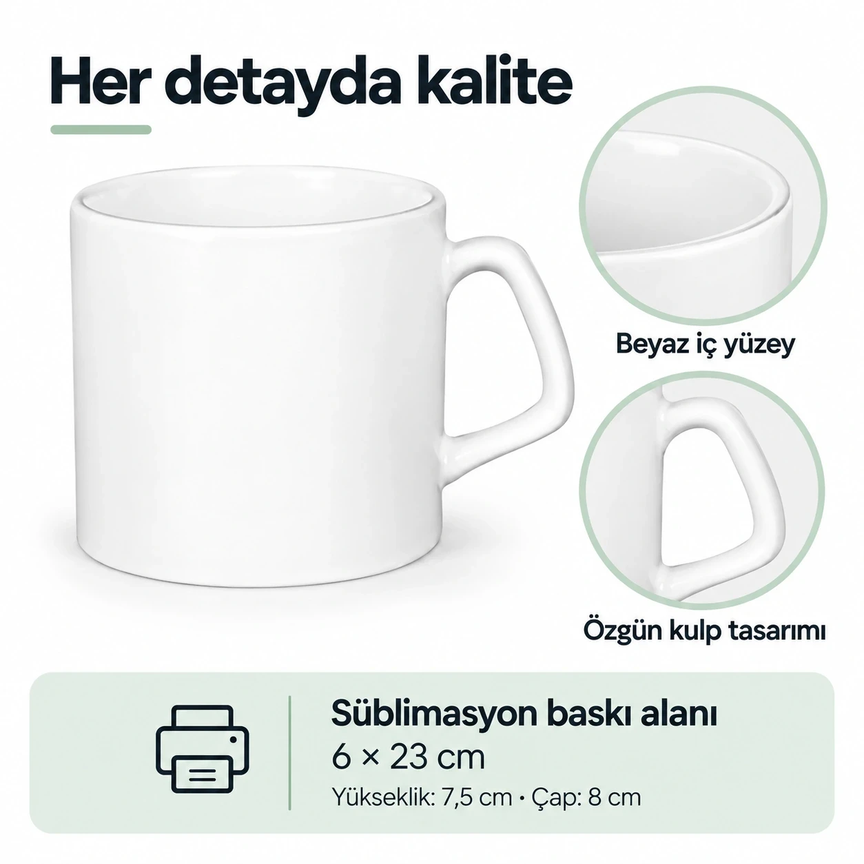 Porselen Süblimasyon Kısa Promosyon Kupa Bardak - Kutulu