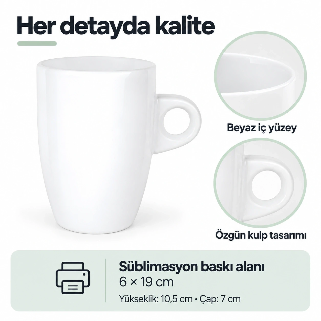 Süblimasyon Porselen Beyaz Latte Promosyon Kupa Bardak - Kutulu
