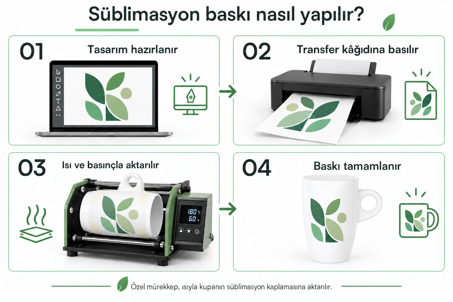 Süblimasyon Porselen Beyaz Latte Promosyon Kupa Bardak - Kutulu