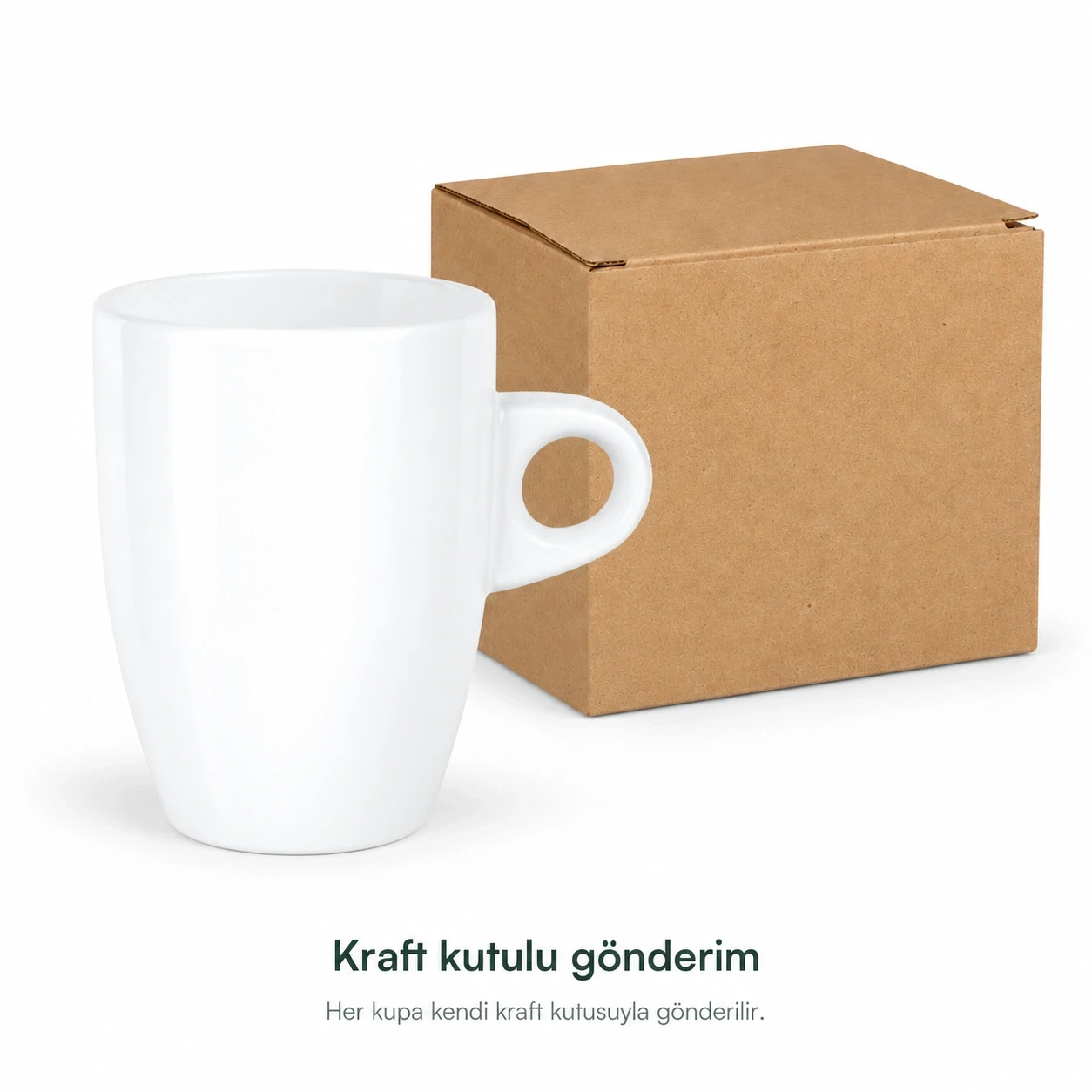 Süblimasyon Porselen Beyaz Latte Promosyon Kupa Bardak - Kutulu