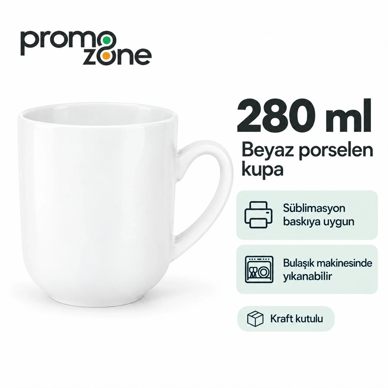 Porselen  Beyaz Bone Promosyon Kupa Bardak - Kutulu Promozone