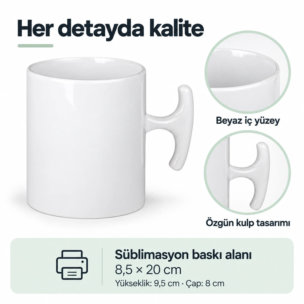 Süblimasyon Hammer Porselen Beyaz Kupa Bardak Kutulu - Logo Baskılı