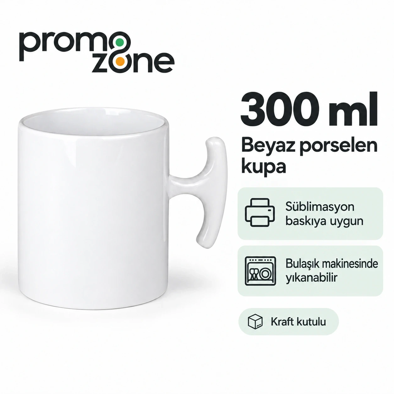 Süblimasyon Hammer Porselen Beyaz Kupa Bardak Kutulu - Logo Baskılı