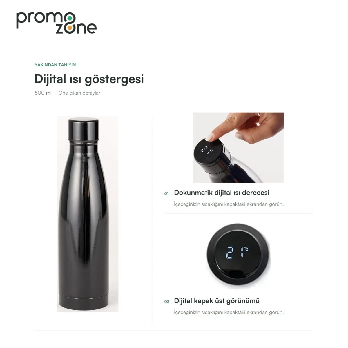 500 ml Dijital Isı Göstergeli Termos