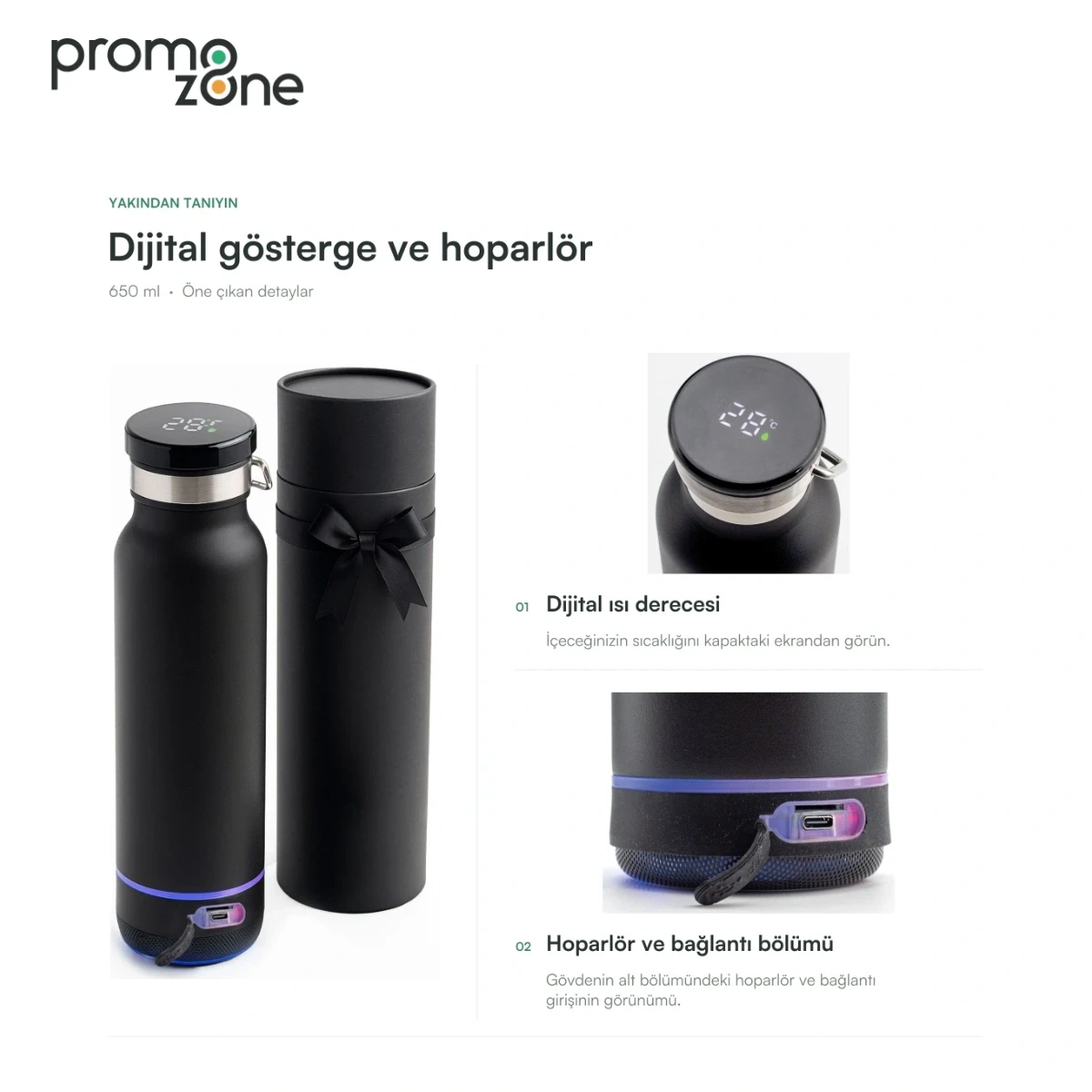 650 ml Bluetooth Hoparlörlü Termos