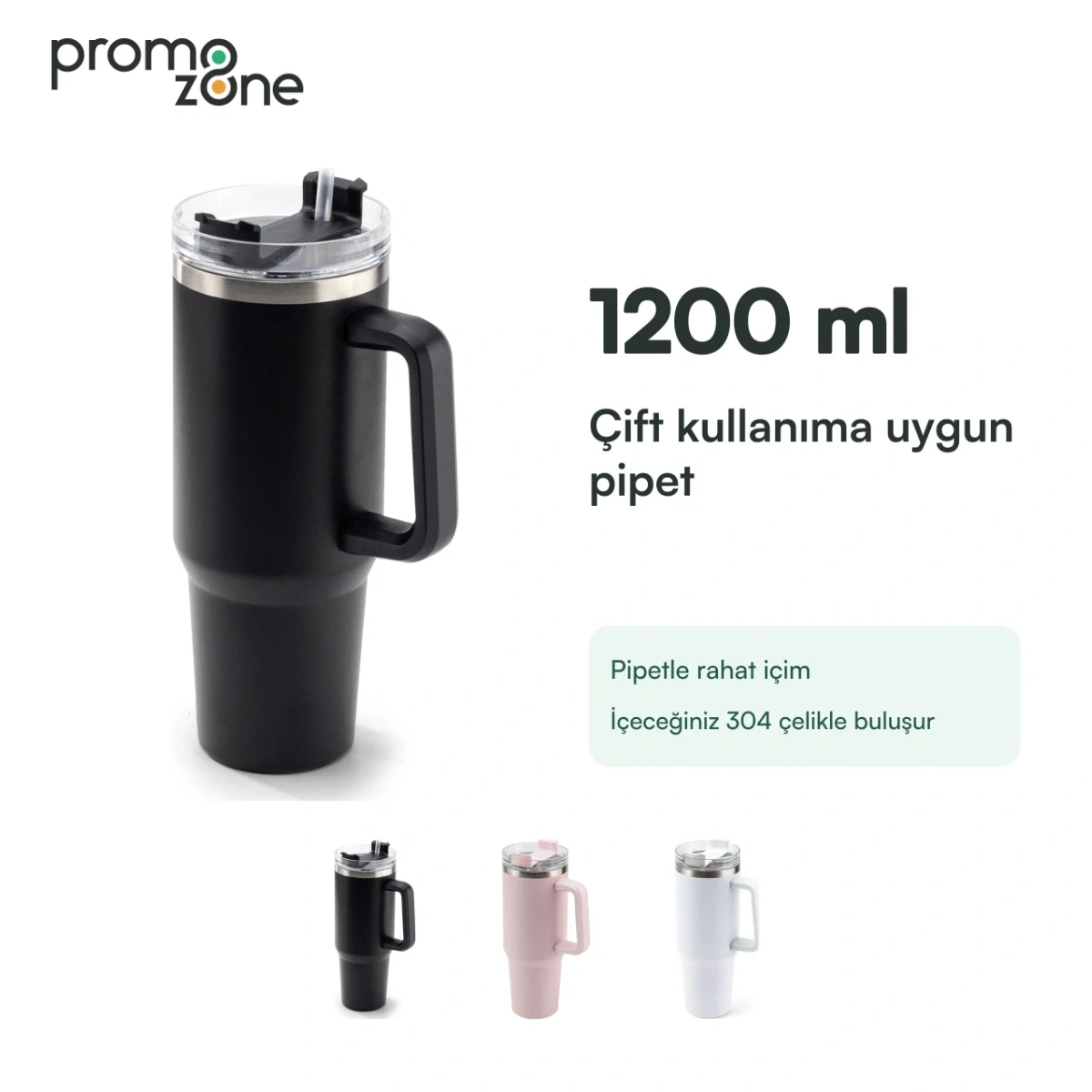 1200 ml Çift İçim Kapaklı Pipetli Termos