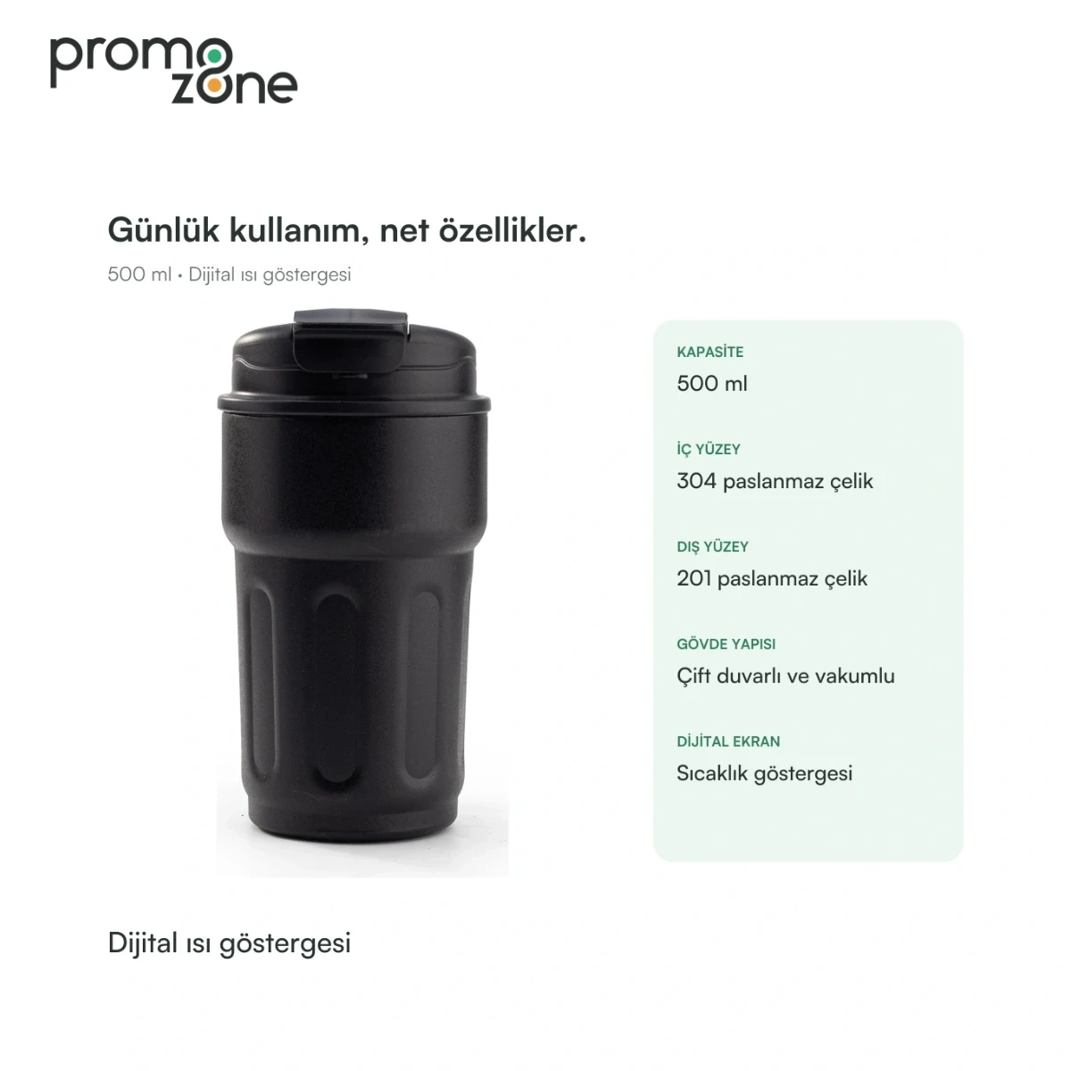 500 ml Dijital Sıcaklık Göstergeli Termos