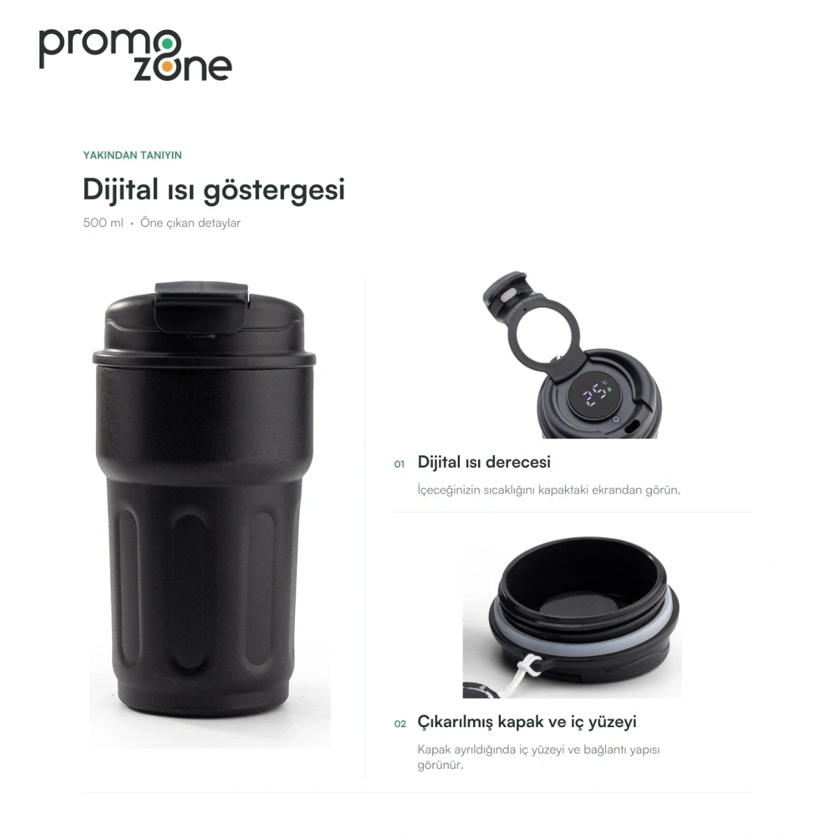 500 ml Dijital Sıcaklık Göstergeli Termos
