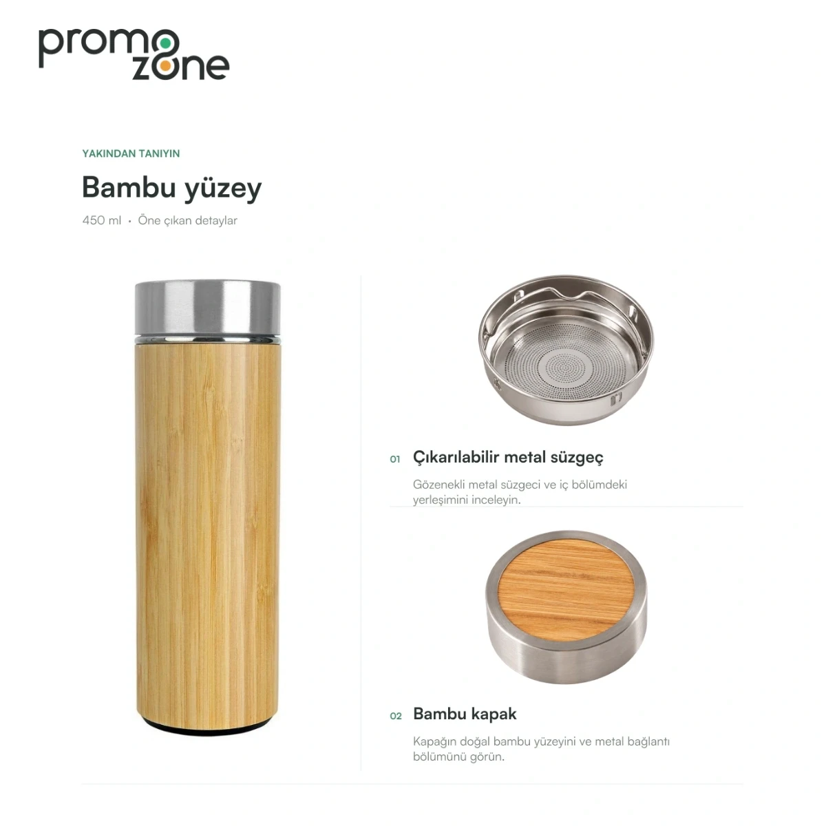 450 ml Bambu Gövdeli Termos