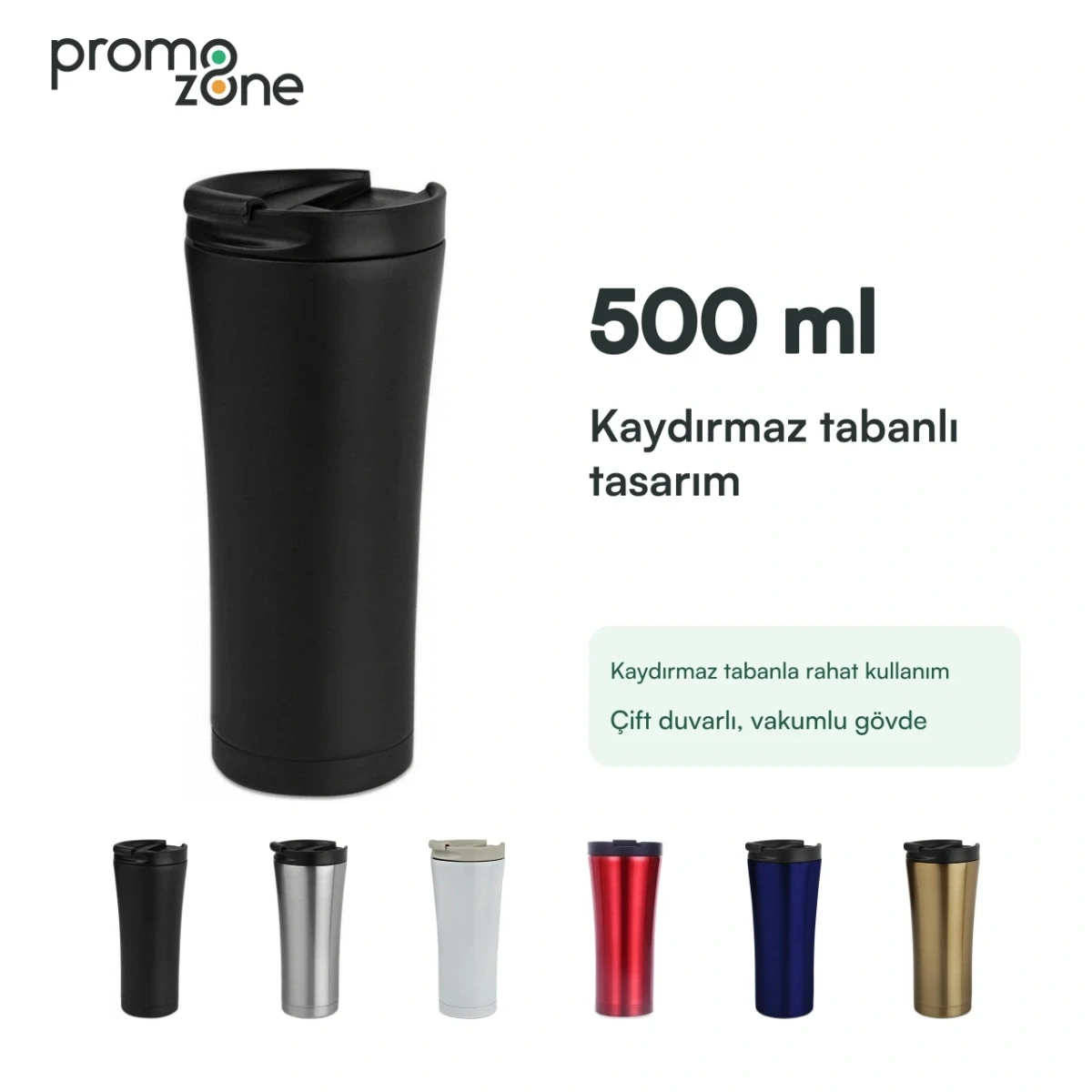 500 ml Kaydırmaz Tabanlı Termos Bardak