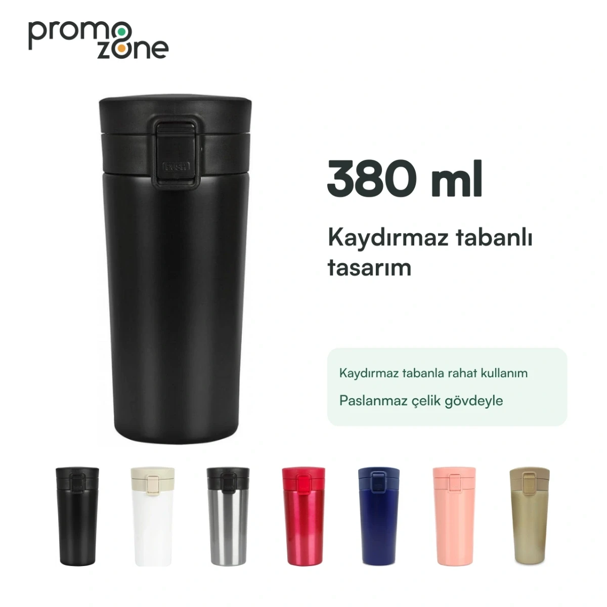 380 ml Kaydırmaz Tabanlı Termos Bardak