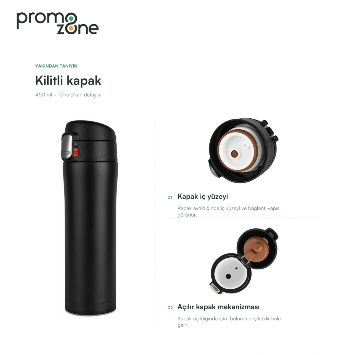 450 ml Kilitli Kapaklı Termos