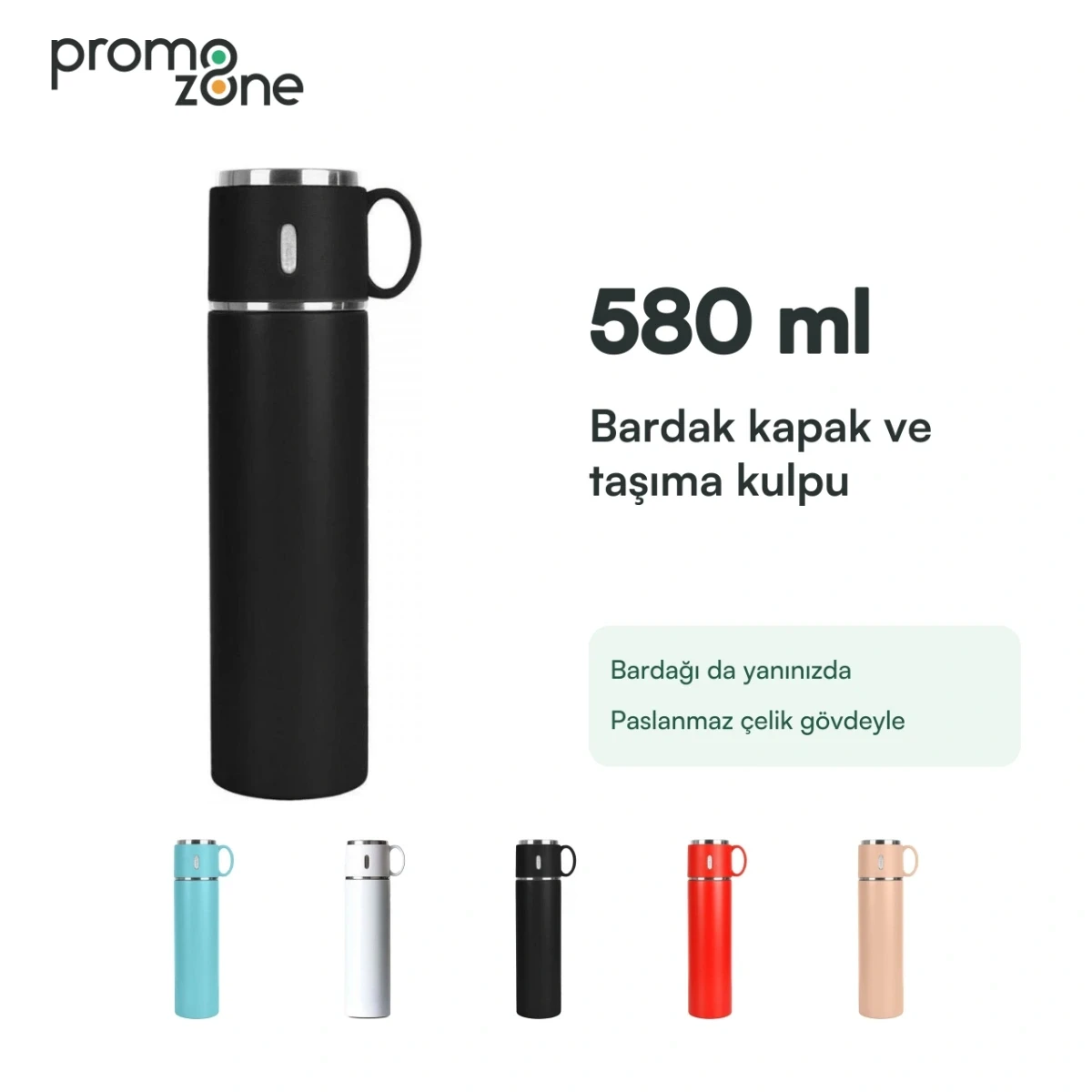 580 ml Bardak Kapaklı Kulplu Termos Bardak Promozone