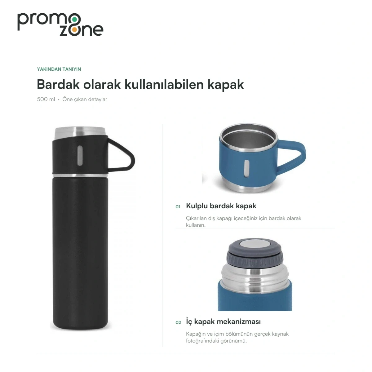 500 ml Bardak Kapaklı Vakumlu Termos