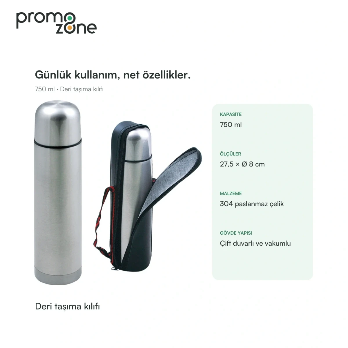 750 ml Deri Taşıma Kılıflı Termos