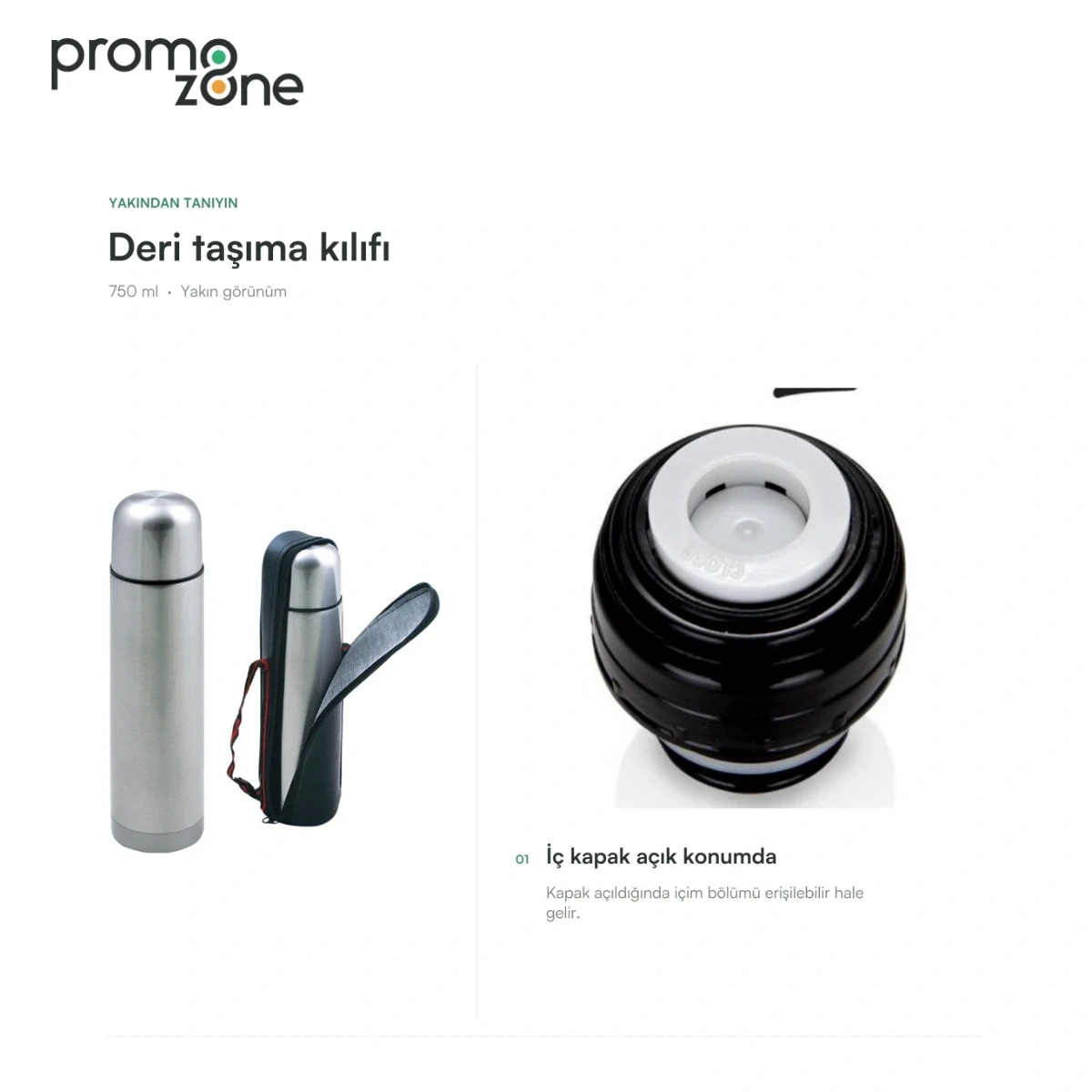 750 ml Deri Taşıma Kılıflı Termos