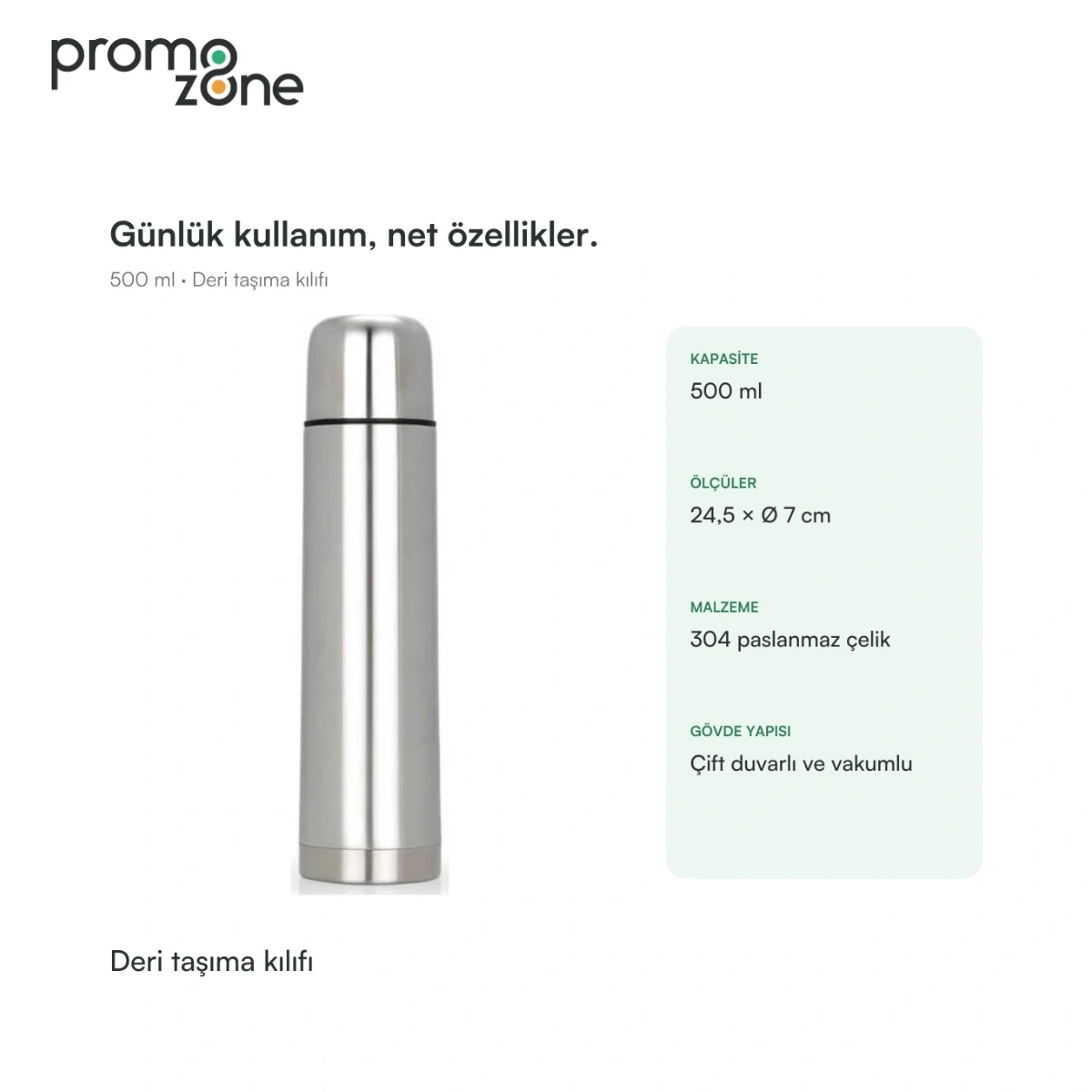 500 ml Deri Taşıma Kılıflı Termos