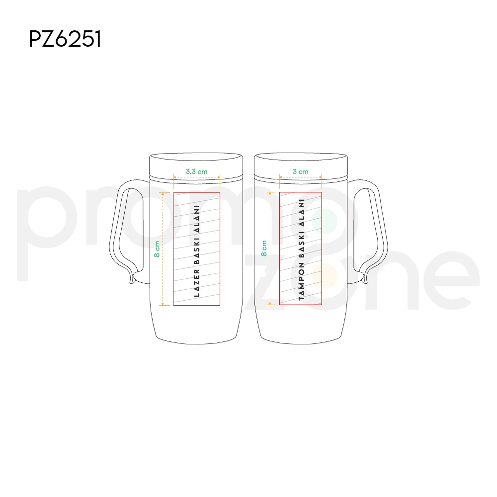 240 ml Taşıma Kulplu Termos Bardak Promozone