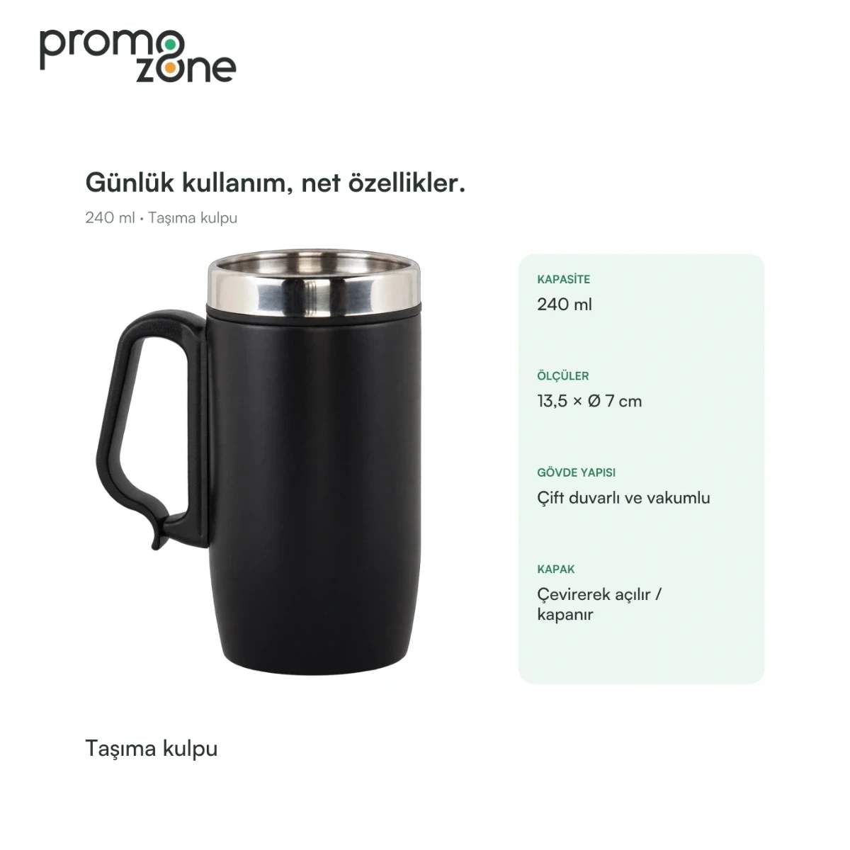 240 ml Taşıma Kulplu Termos Bardak