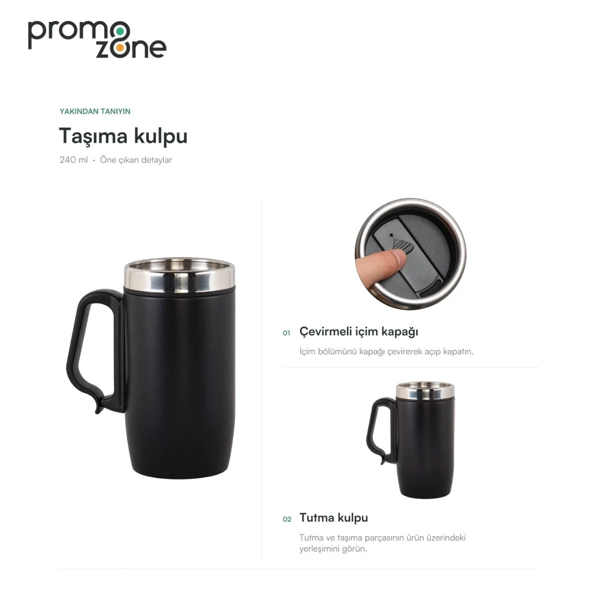 240 ml Taşıma Kulplu Termos Bardak