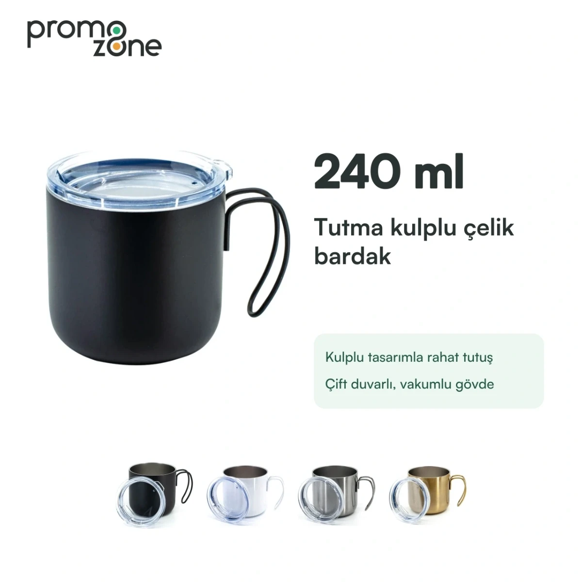 240 ml Kulplu Paslanmaz Çelik Bardak