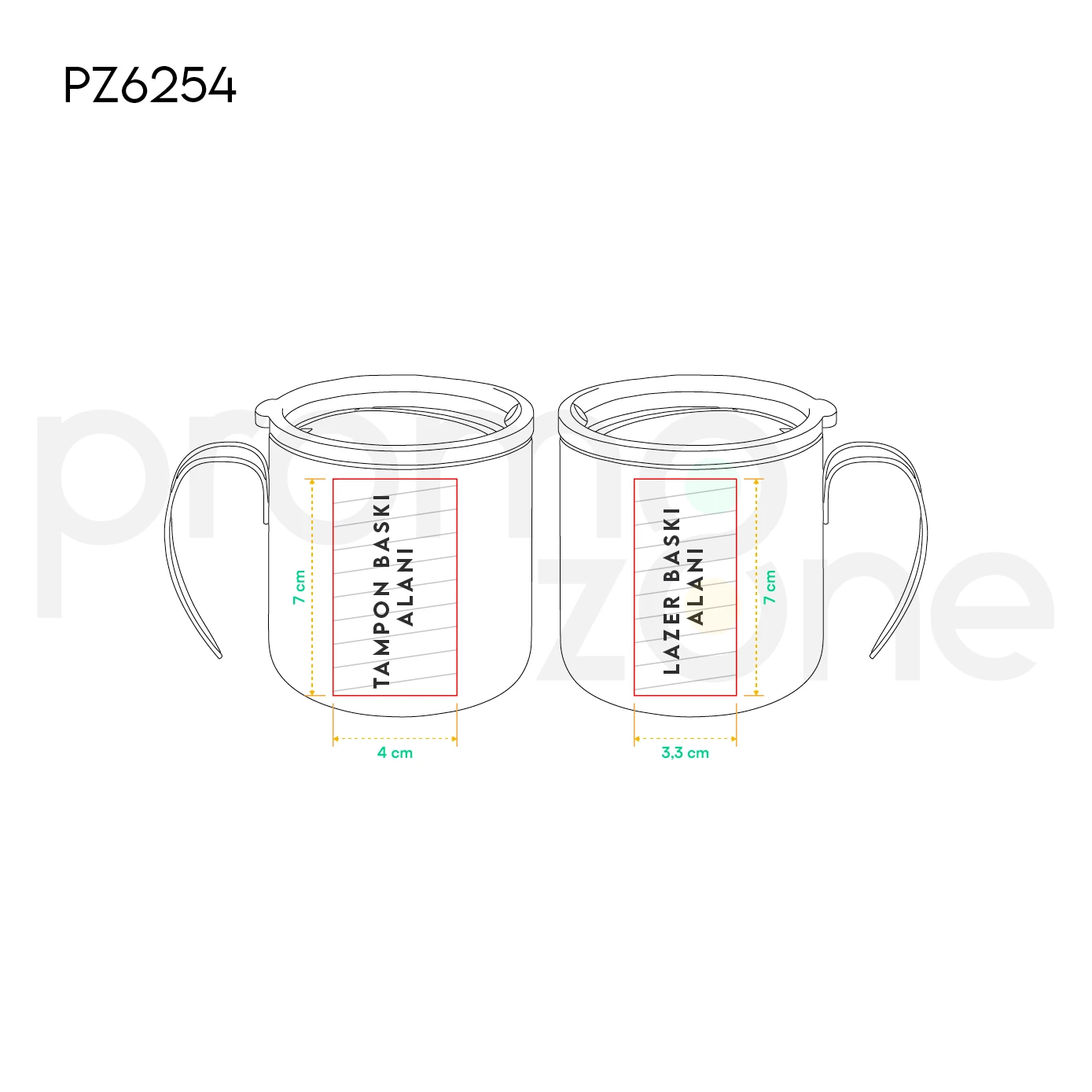 240 ml Kulplu Paslanmaz Çelik Bardak Promozone