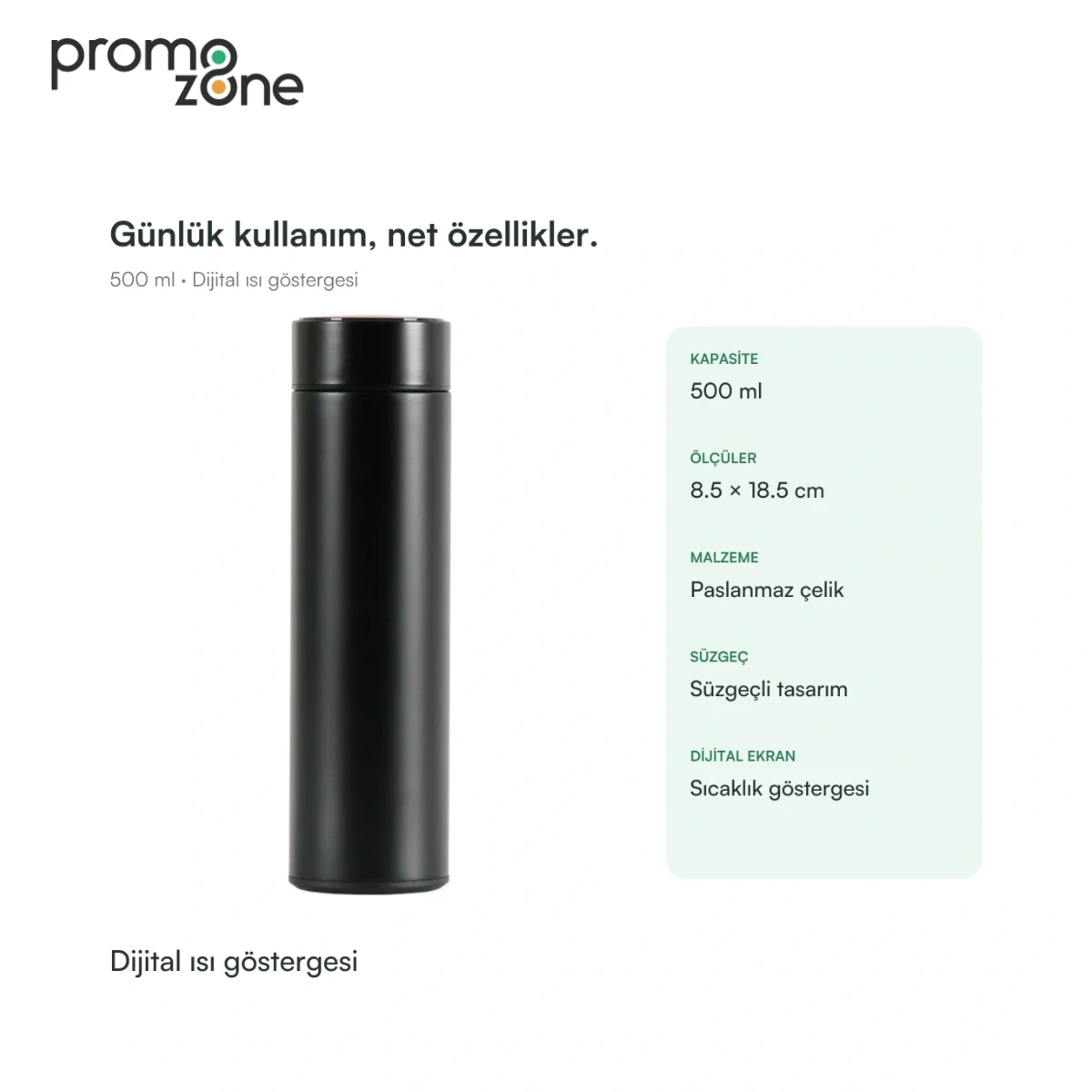 500 ml Dijital Sıcaklık Göstergeli Termos