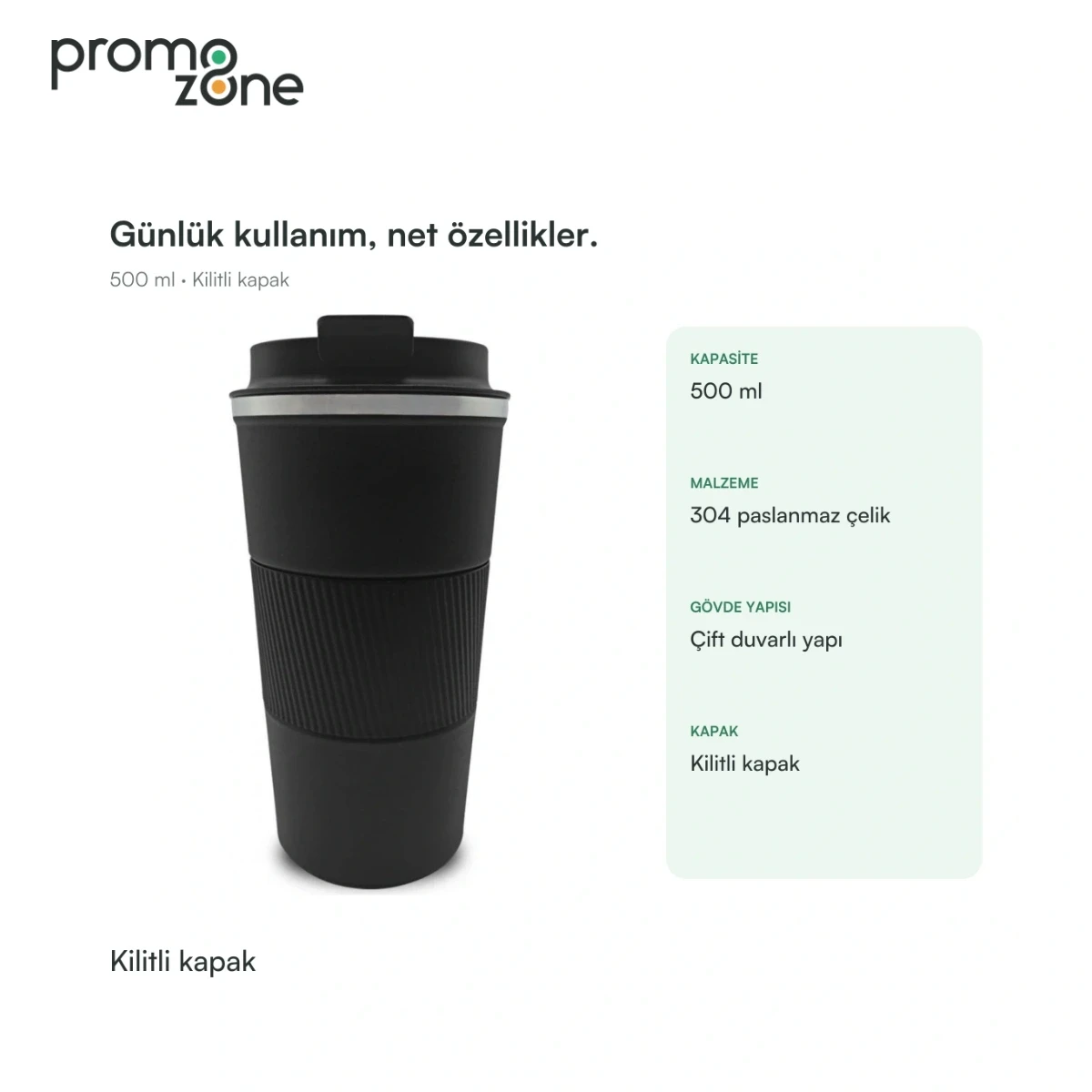 500 ml Kilitli Kapaklı Termos Bardak