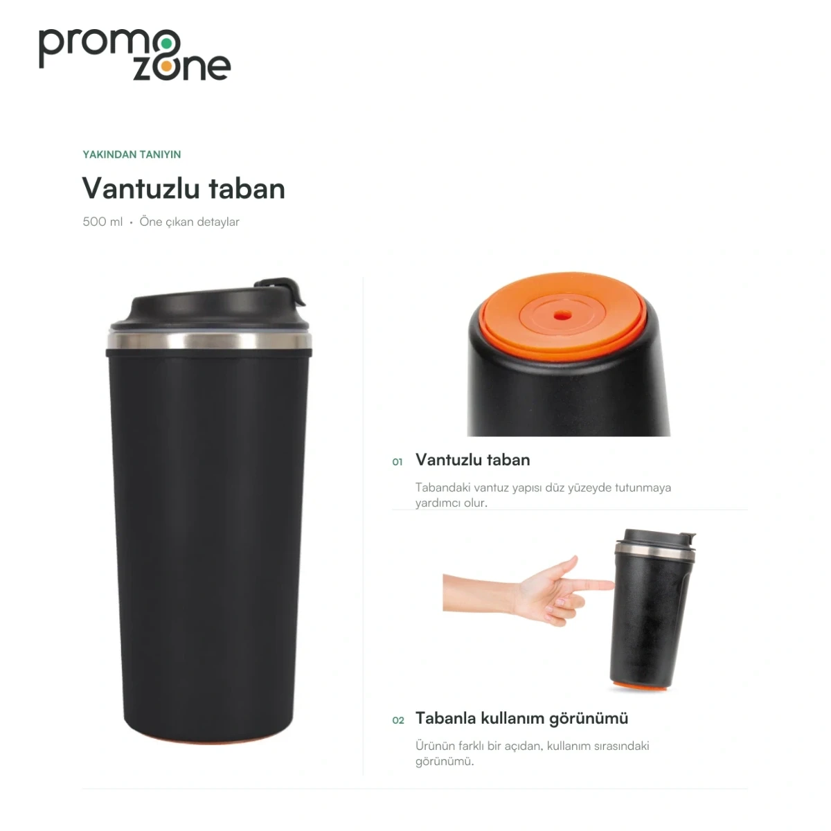 500 ml Vantuz Tabanlı Termos Promozone