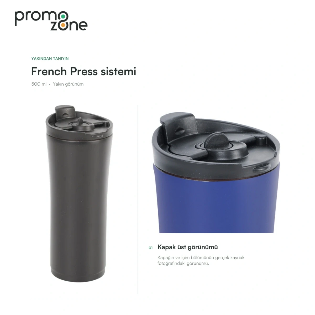 500 ml French Press Demleme Sistemli Termos Promozone