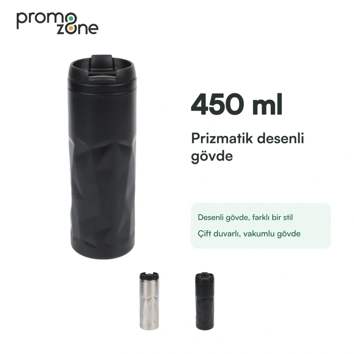 450 ml Prizmatik Gövde Desenli Termos