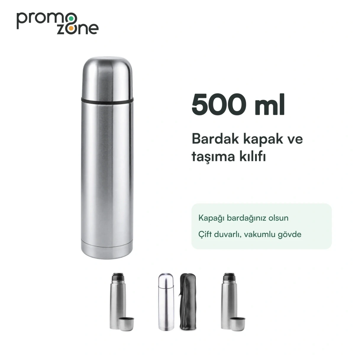 500 ml Bardak Kapaklı Deri Kılıflı Termos Bardak Promozone