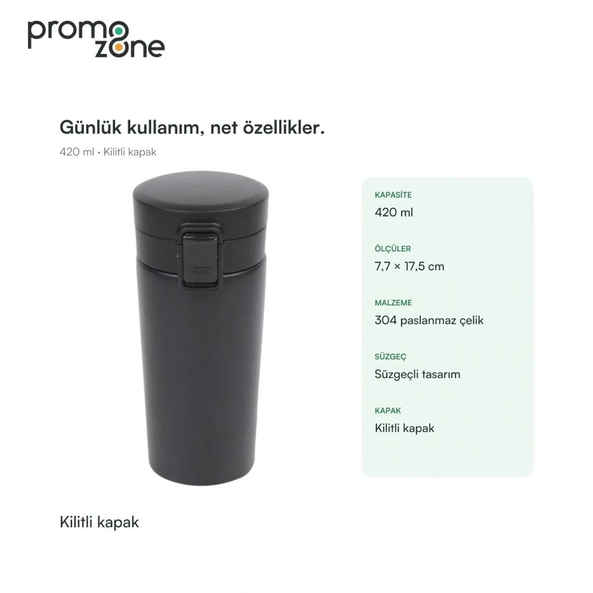 420 ml Kilitli Kapaklı Termos