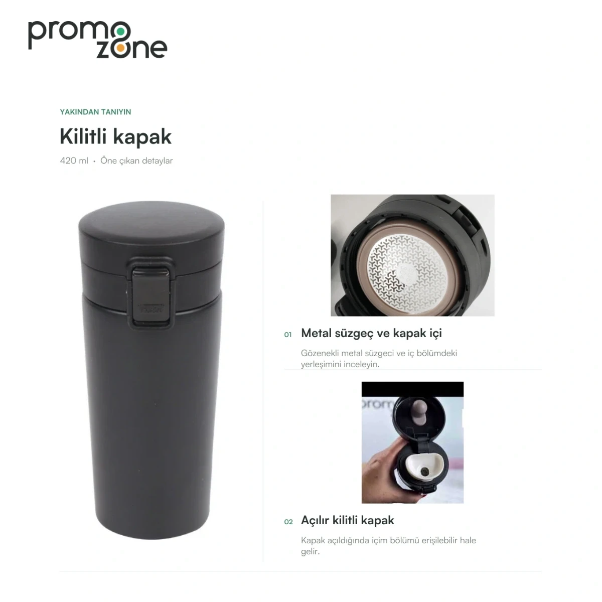 420 ml Kilitli Kapaklı Termos
