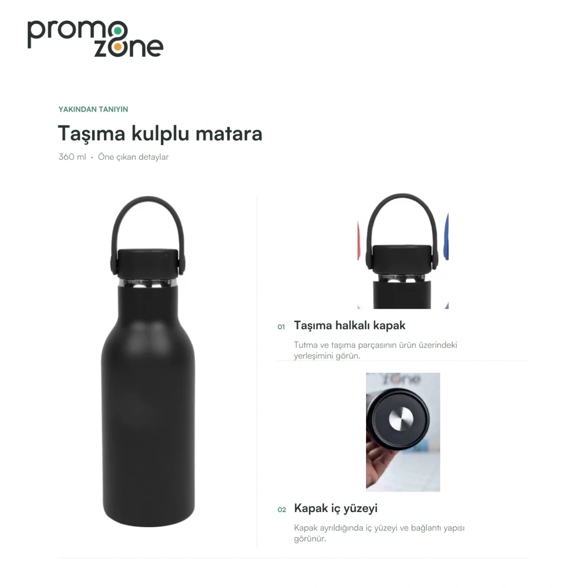 360 ml Taşıma Kulplu Termos — özelliklerin yakından görünümü