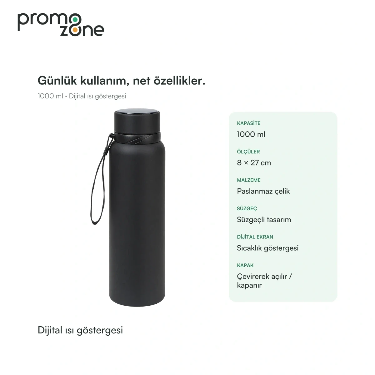 1000 ml Dijital Sıcaklık Göstergeli Termos