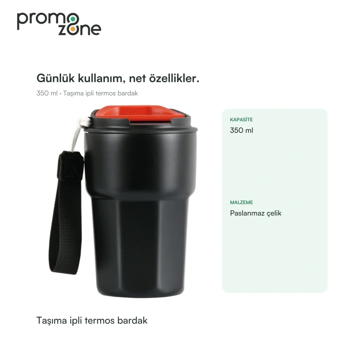 350 ml Taşıma İpli Termos Bardak
