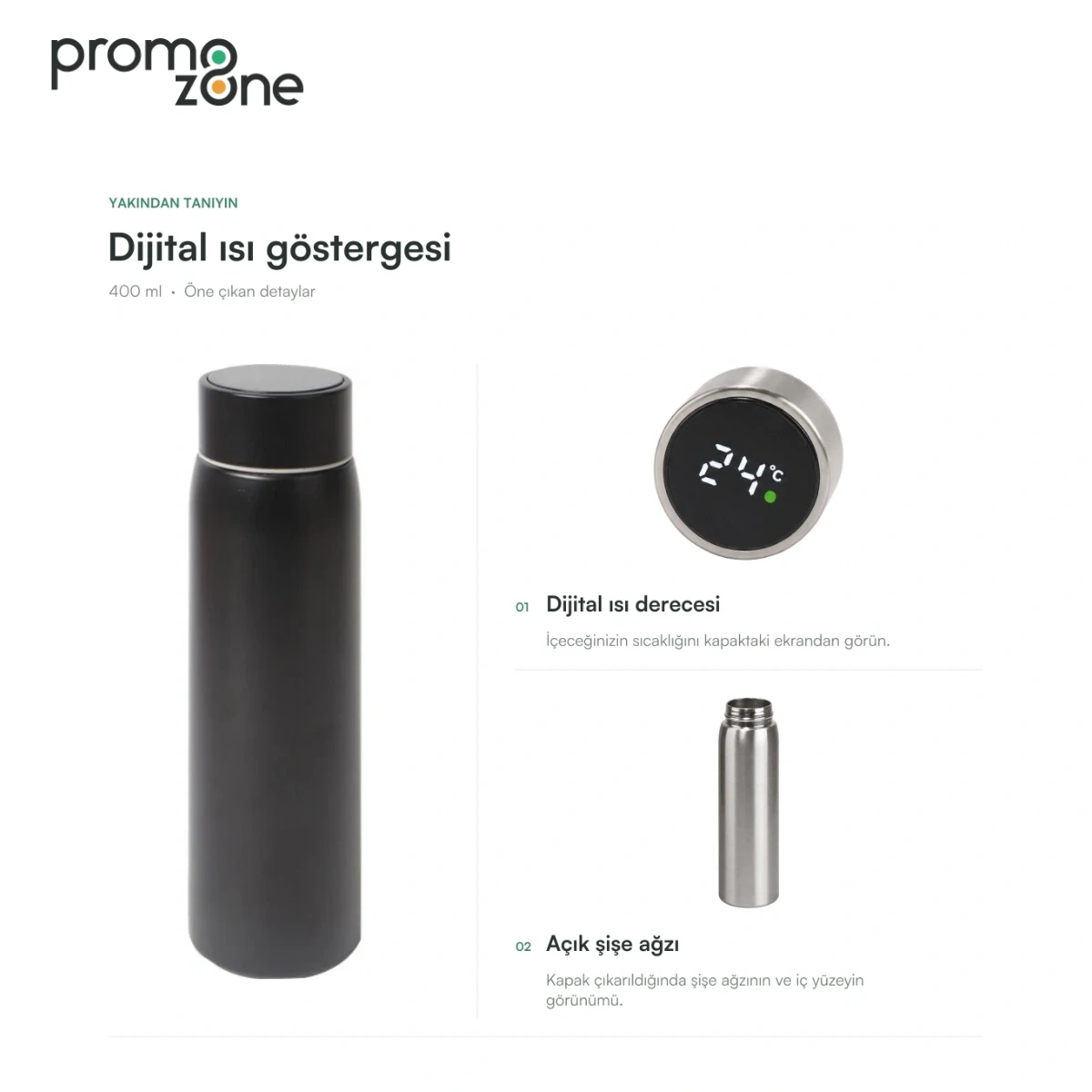 400 ml Dijital Sıcaklık Göstergeli Termos