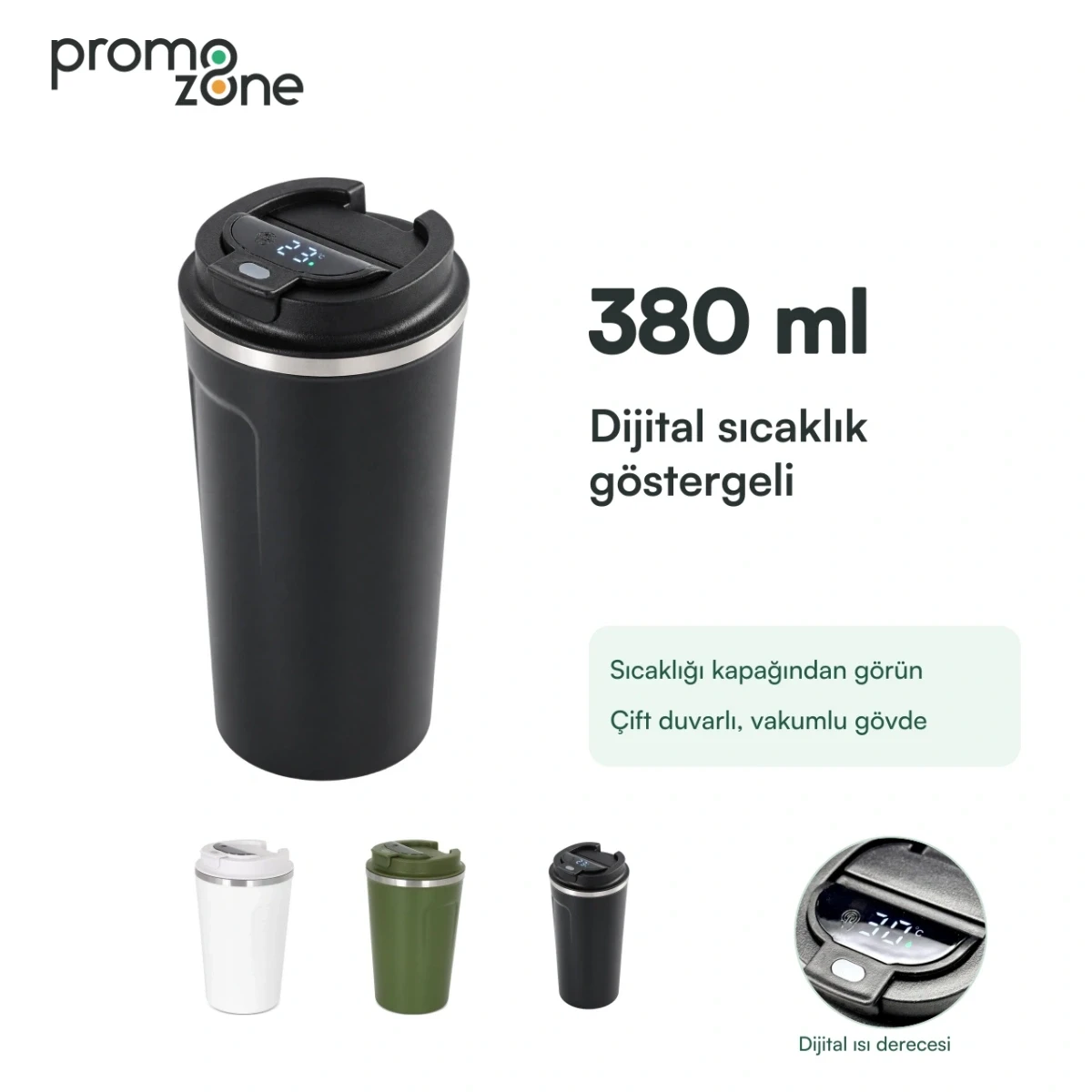 380 ml Dijital Sıcaklık Göstergeli Termos Bardak