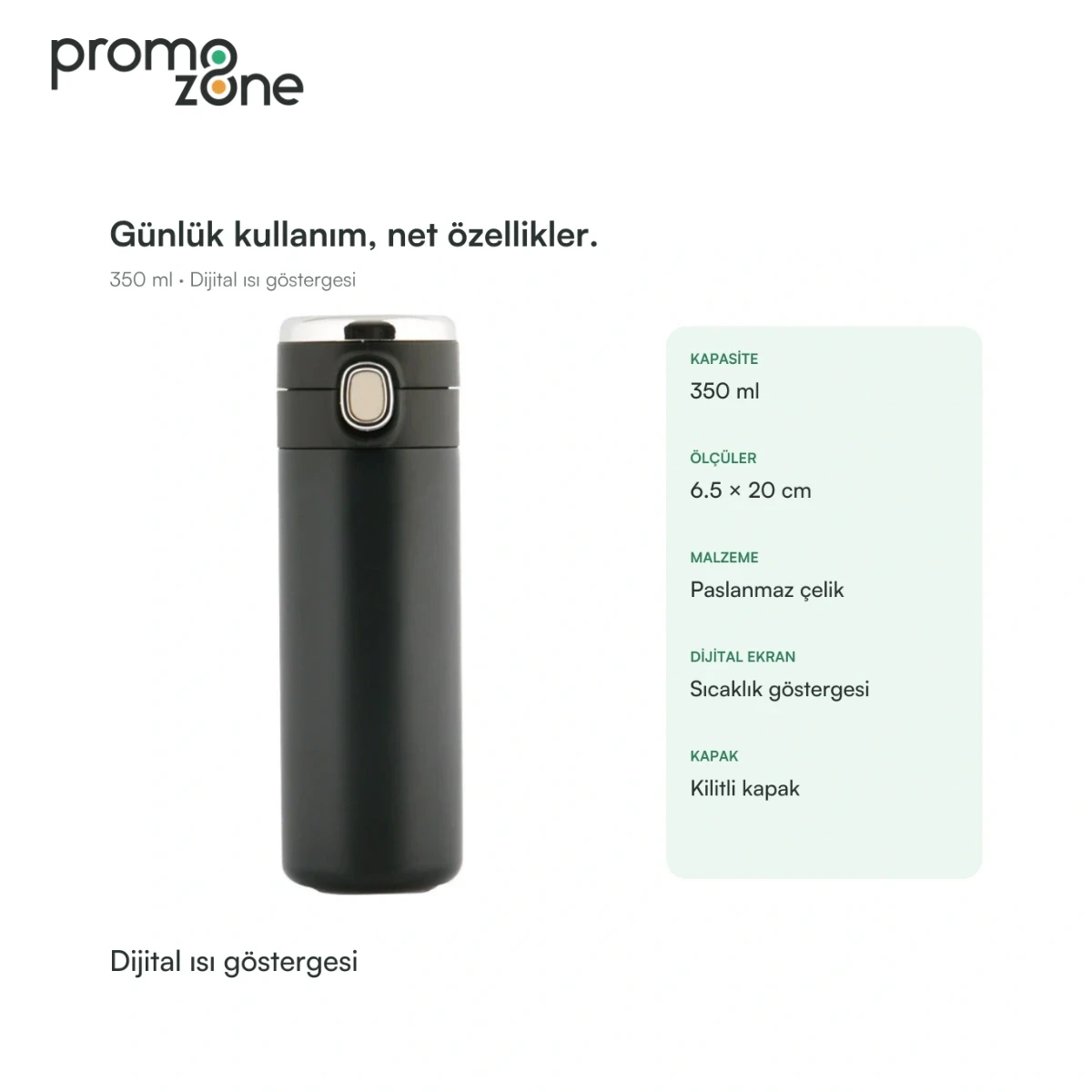 350 ml Dijital Sıcaklık Göstergeli Termos Promozone