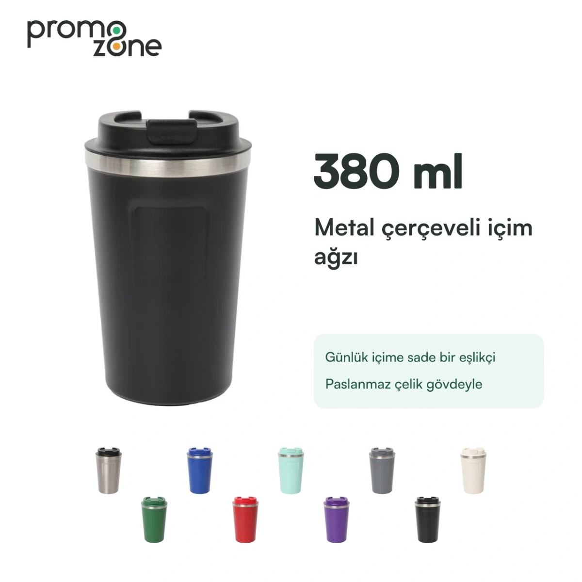 380 ml Metal Ağız Çerçeveli Termos Bardak
