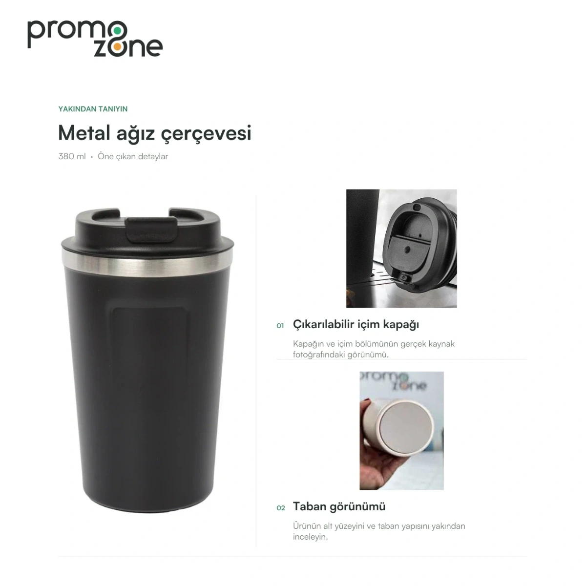 380 ml Metal Ağız Çerçeveli Termos Bardak
